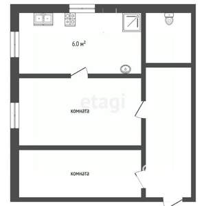 2-к квартира, вторичка, 37м2, 2/2 этаж