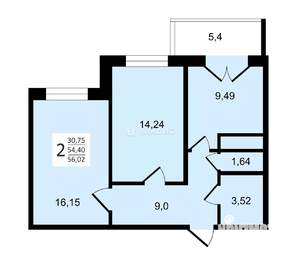 2-к квартира, вторичка, 58м2, 5/16 этаж