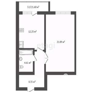 1-к квартира, вторичка, 48м2, 9/10 этаж