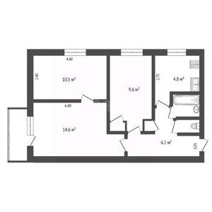 2-к квартира, вторичка, 52м2, 4/9 этаж