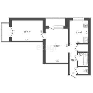 2-к квартира, вторичка, 46м2, 4/5 этаж