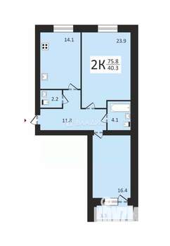 2-к квартира, сданный дом, 72м2, 2/3 этаж