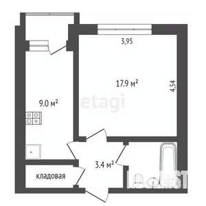 1-к квартира, вторичка, 37м2, 9/9 этаж