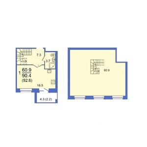 1-к квартира, строящийся дом, 95м2, 10/10 этаж