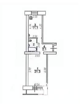 1-к квартира, вторичка, 41м2, 1/10 этаж