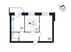 2-к квартира, вторичка, 57м2, 9/9 этаж