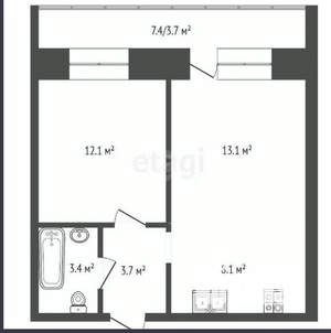 1-к квартира, вторичка, 40м2, 3/5 этаж