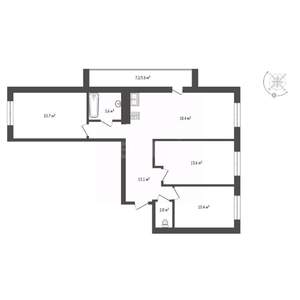 3-к квартира, сданный дом, 75м2, 3/10 этаж