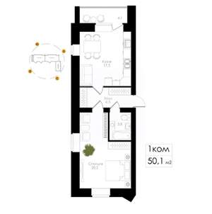 1-к квартира, вторичка, 50м2, 4/8 этаж