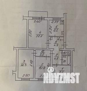 4-к квартира, вторичка, 77м2, 1/5 этаж