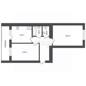 2-к квартира, вторичка, 55м2, 4/16 этаж